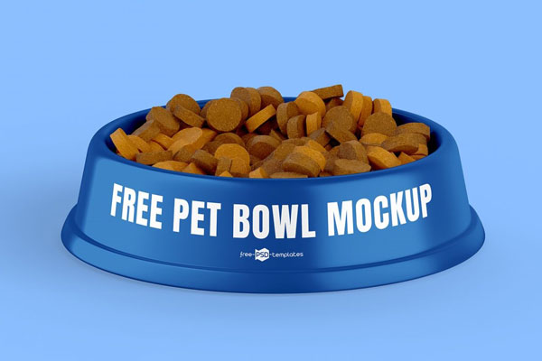 Front and Perspective View of 3 Pet Bowl Mockups