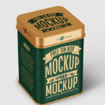 Front and Perspective View of 3 Tin Box Mockups