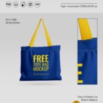 Front and Perspective View of 3 Tote Bag Mockups