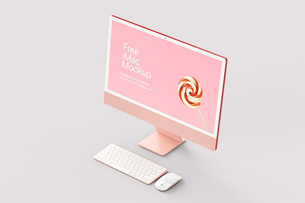 Front and Perspective View of 4 iMac Monitor Mockups