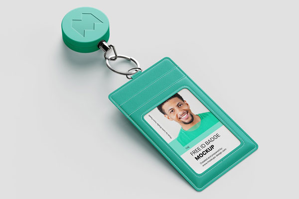 Front and Perspective View of 5 Fabric ID Holder Mockups