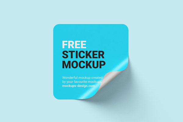 Front and Perspective View of 6 Square Sticker Mockups