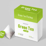 Front and Perspective View of Two Tea Bags and Packaging Mockups
