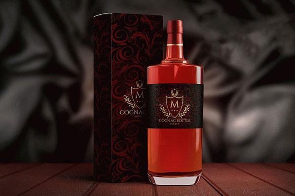 Front and Perspective Views of 3 Cognac/Whisky Bottle Mockups