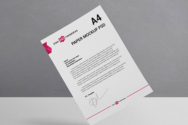 Front and Top View of 3 A4 Paper Stationery Mockup Set