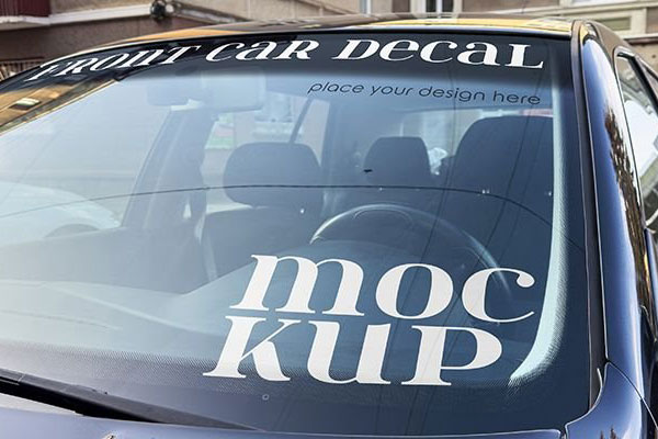 Front View Car Window Decal Mockup in Close up