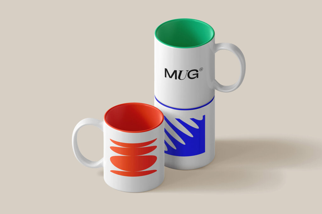 Front Scene of 2 Mugs Mockup