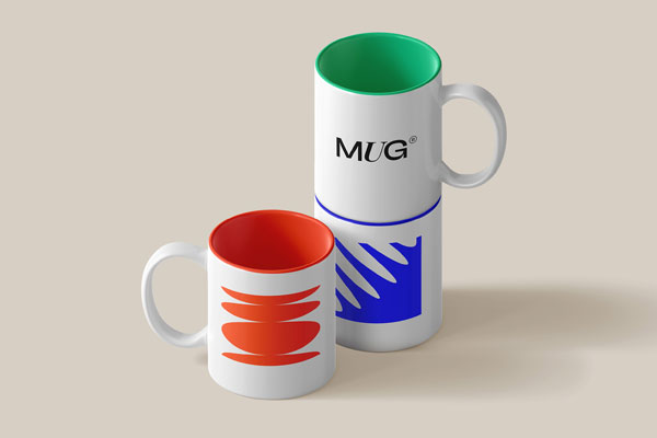 Front Scene of 2 Mugs Mockup