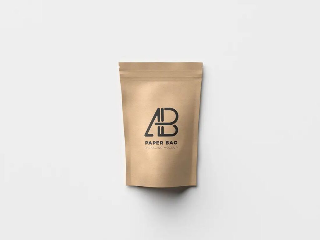 Front Scene of Brown Paper Bag Packaging Mockup