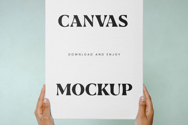 Front Shot of Canvas Mockup in Hands