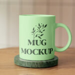 Front Shot of Ceramic Mug Mockup on Stand
