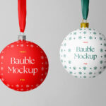 Front Shot of Christmas Bauble Mockup