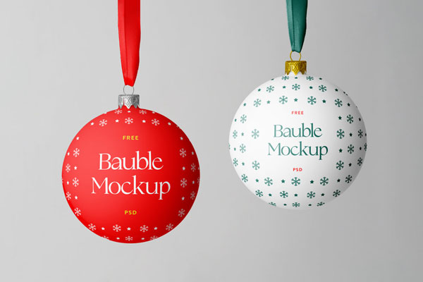 Front Shot of Christmas Bauble Mockup