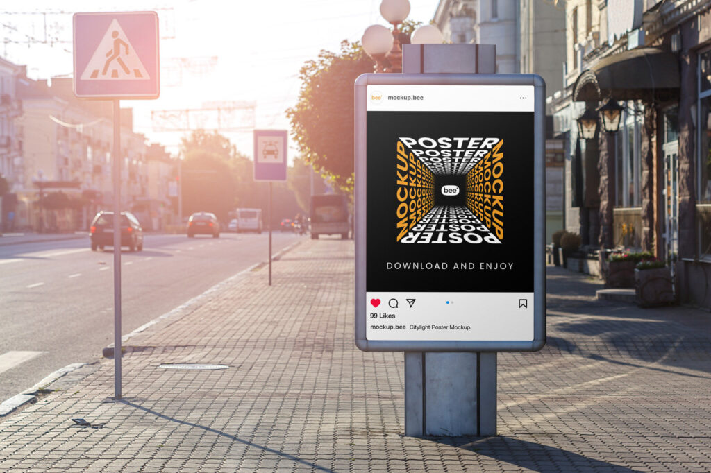 Front Shot of Citylight Poster Mockup