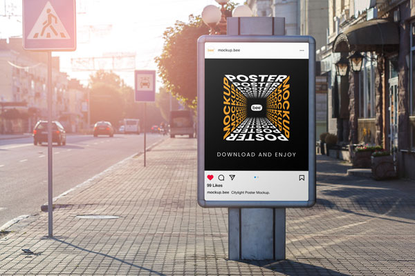 Front Shot of Citylight Poster Mockup
