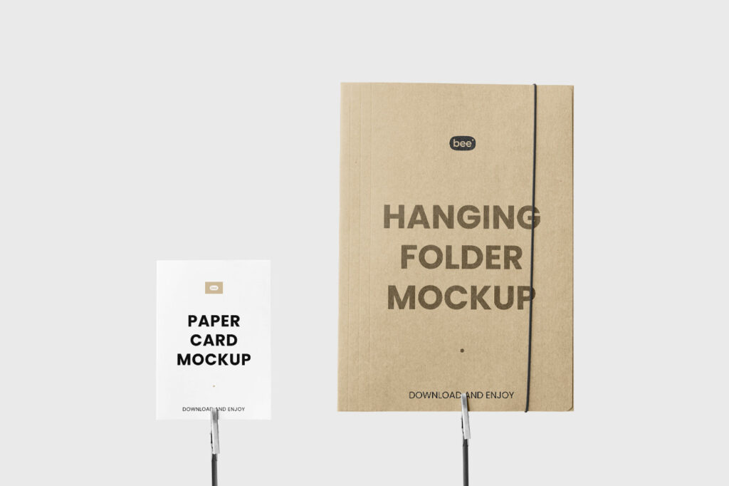 Front Shot of Hanging Folder Mockup with Card