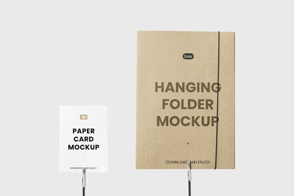 Front Shot of Hanging Folder Mockup with Card