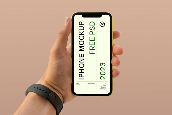 Front Shot of iPhone Mockup in Hand