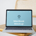 Front Shot of MacBook Mockup on Chair