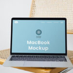 Front Shot of MacBook Mockup on Chair