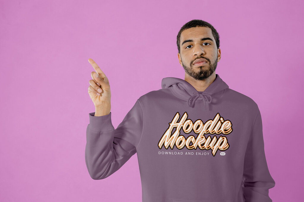 Front Shot of Man Wearing Cotton Hoodie Mockup