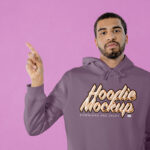 Front Shot of Man Wearing Cotton Hoodie Mockup