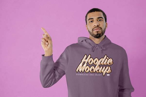 Front Shot of Man Wearing Cotton Hoodie Mockup