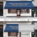 Front Shot of Shop Awning Logo Mockup