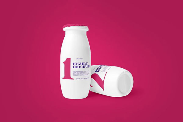 Front Shot of Yogurt Bottle Mockup
