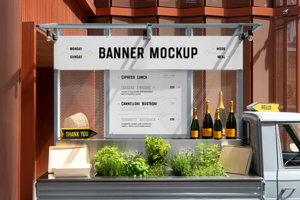 Front Show of Restaurant Food Truck Mockup