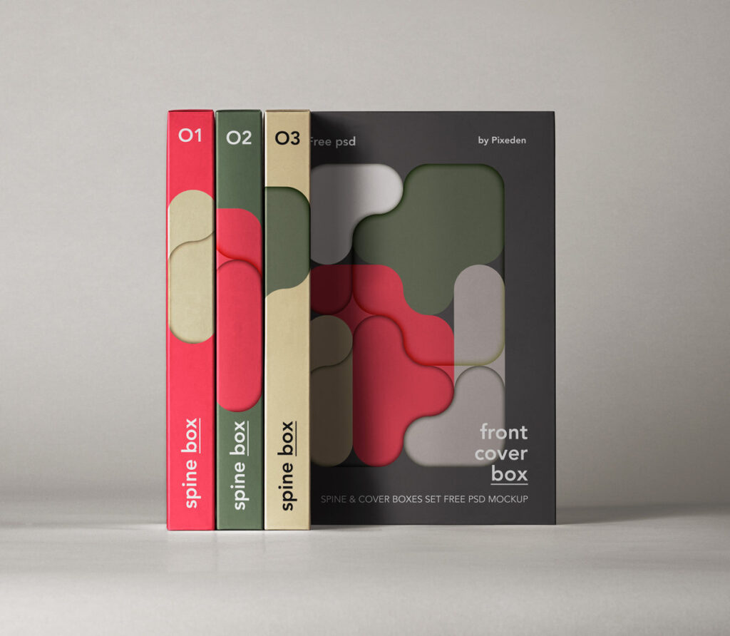 Front Show of Spine Cover Boxes Mockup