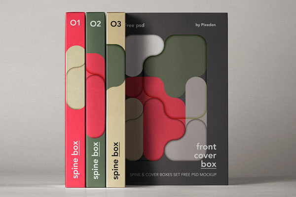 Front Show of Spine Cover Boxes Mockup