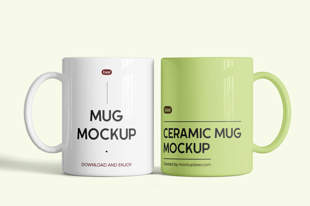 Front Showcase of Double Mug Mockup
