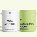 Front Showcase of Double Mug Mockup