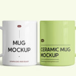 Front Showcase of Double Mug Mockup