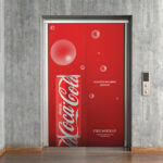 Front Showcase of Elevator Door Branding Mockup