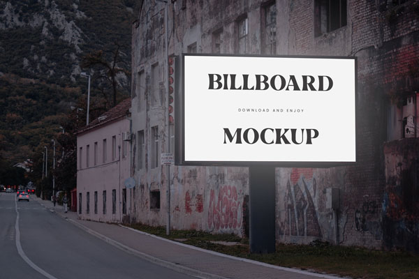 Front Showcase of Glowing Billboard Mockup