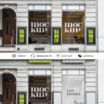 Front Showcase of Hairdresser Salon Window Glass Decal Mockup
