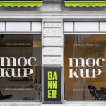 Front Showcase of Hairdresser Salon Window Glass Decal Mockup