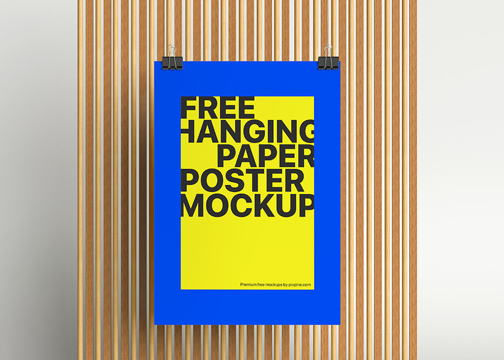 Front Showcase of Hanging Paper Poster Mockup