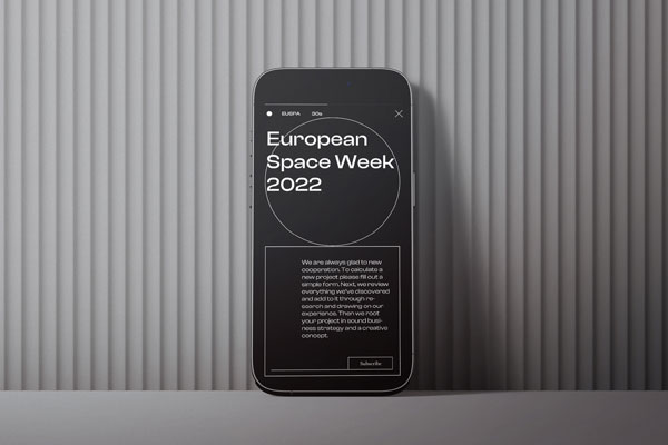 Front Showcase of iPhone 14 Pro Mockup Against Wall