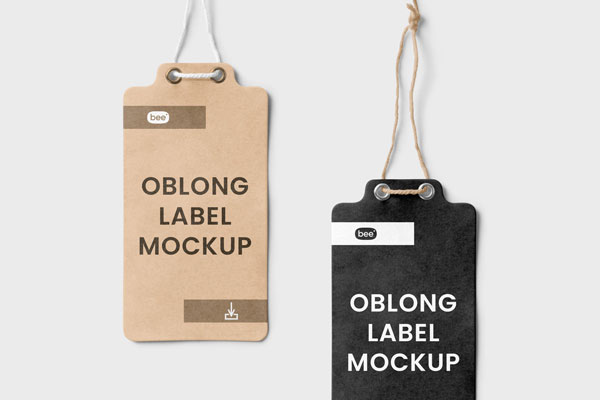 Front Sight of 2 Eco Oblong Labels Mockup