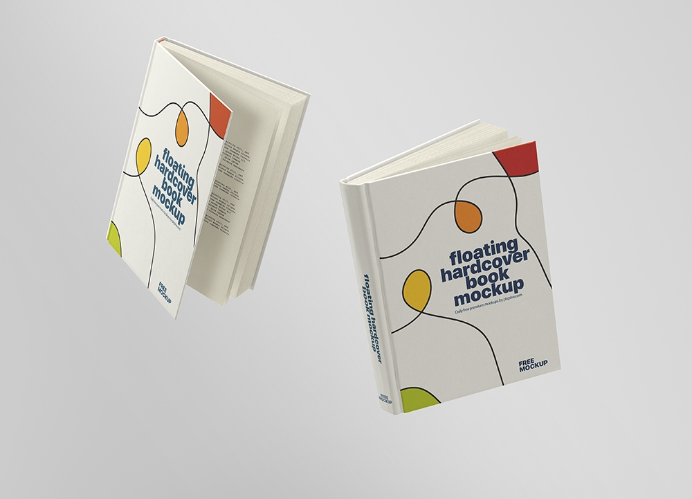 Front Sight of 2 Floating Hardcover Notebook Mockup