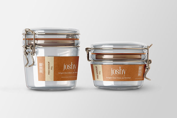 Front Sight of 2 Glass Jars and Labels Mockup