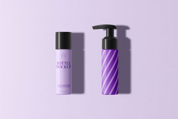 Front Sight of 2 Plastic Bottles Mockup