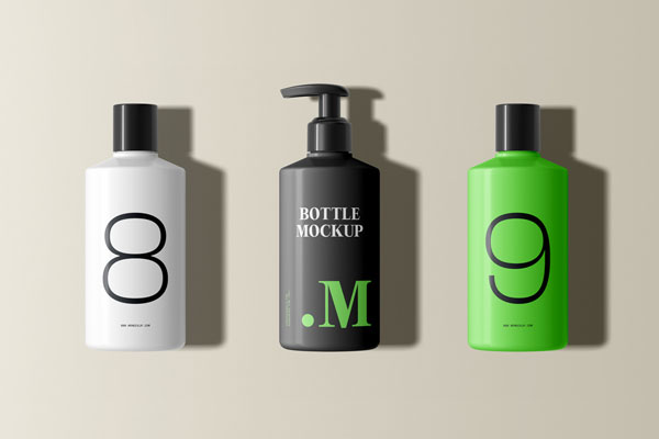 Front Sight of 3 Big Bottles Mockup