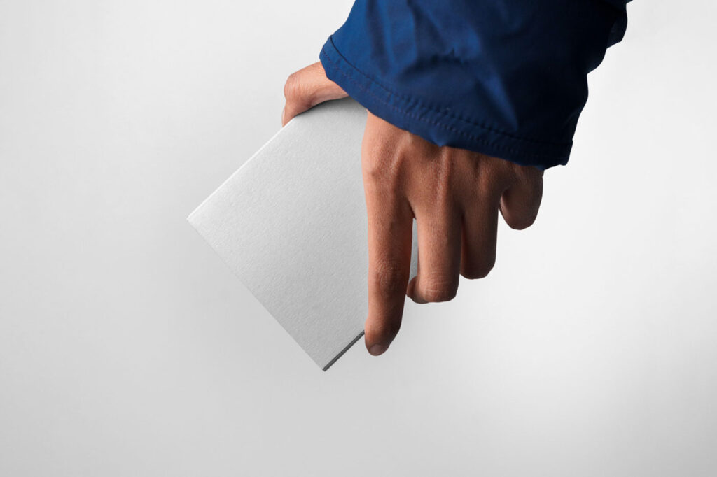 Front Sight of A5 Notebook Mockup in Hand