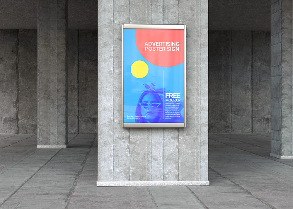 Front Sight of Advertising Poster Sign Mockup