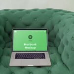 Front Sight of Big Laptop Mockup on Couch