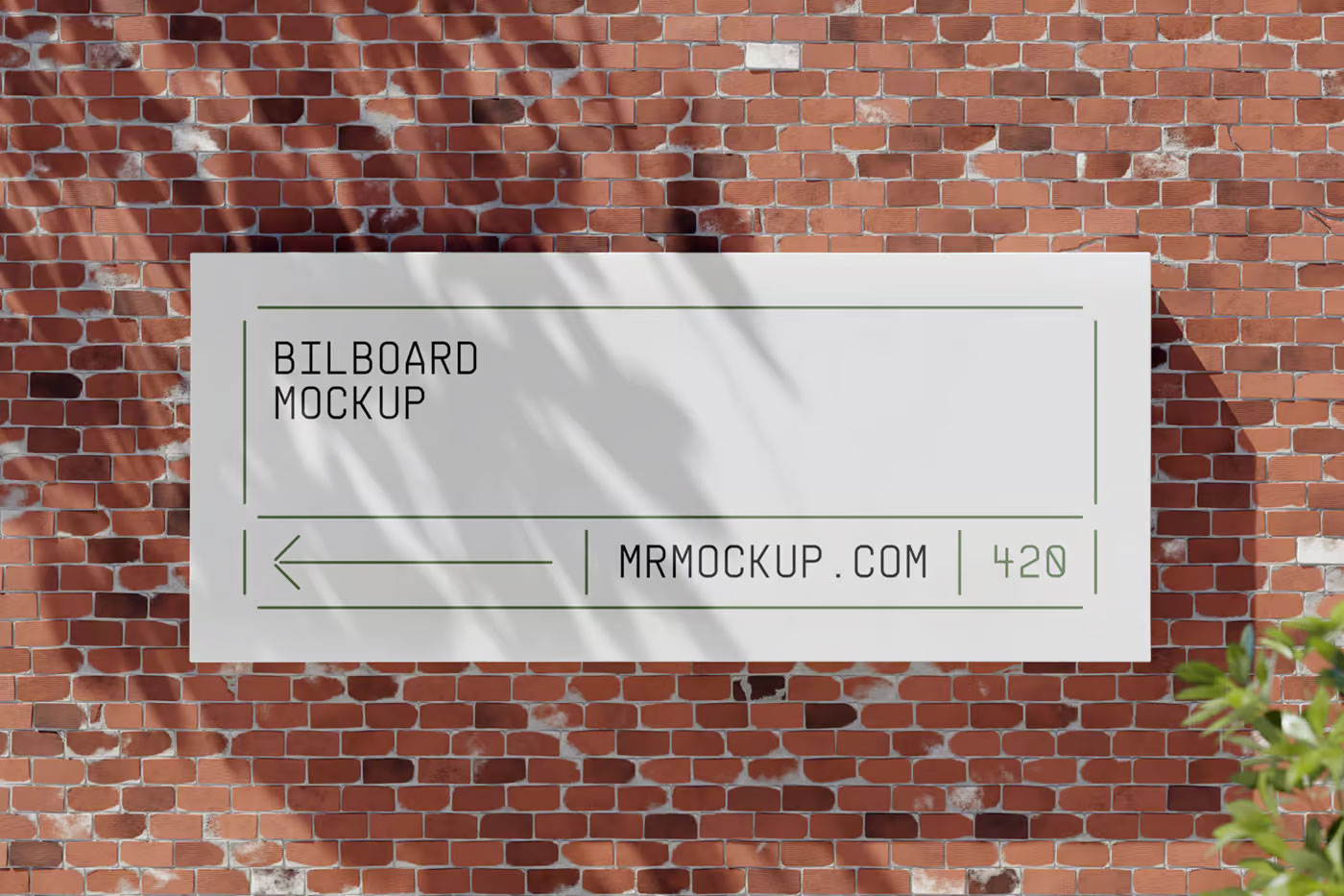 Free Front Sight of Billboard Mockup on Brick Wall PSD Template